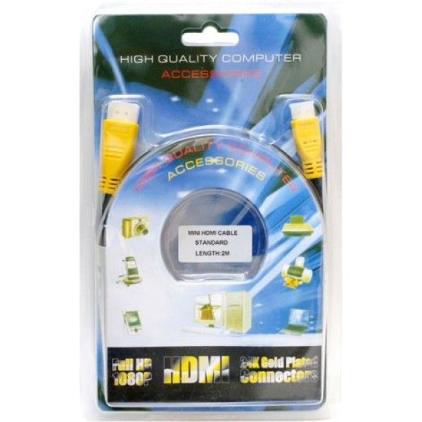 Extradigital Відео кабель Mini HDMI to HDMI, 2m, позолочені конектори, Blister, 1.3V